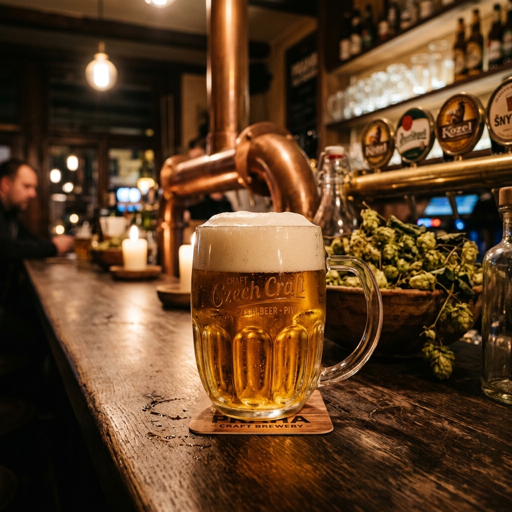Čerstvě načepované řemeslné pivo Nachmelená Opice v Baru Aventin Ostrava